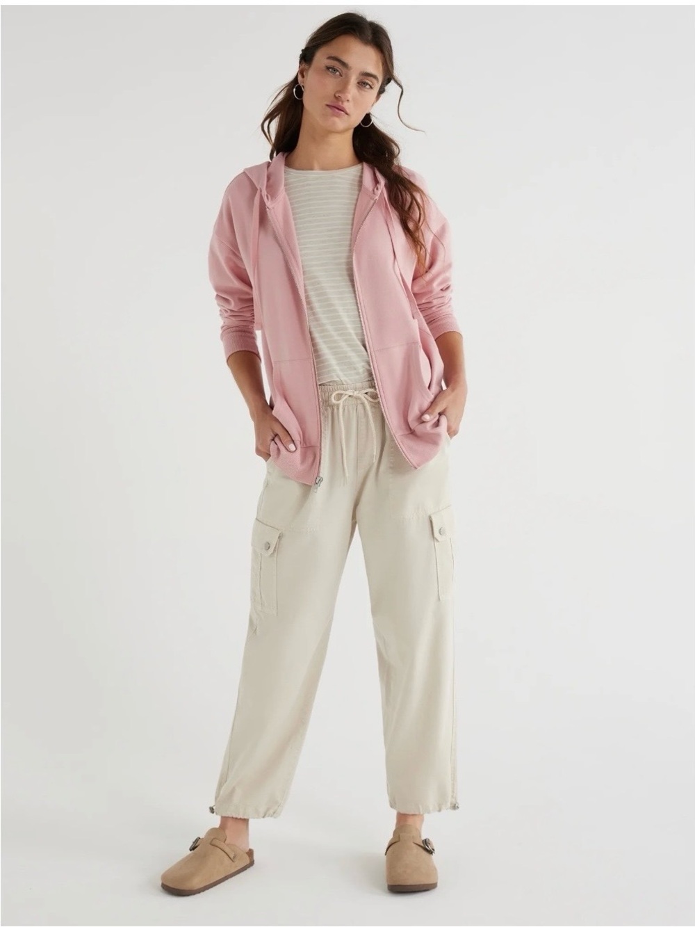 Time and Tru Cargo Jogger Pants - Cream